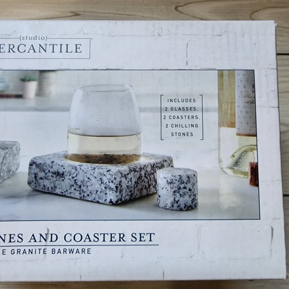 Studio Mercantile Wine Glasses Chilling Stones and Coaster Set
